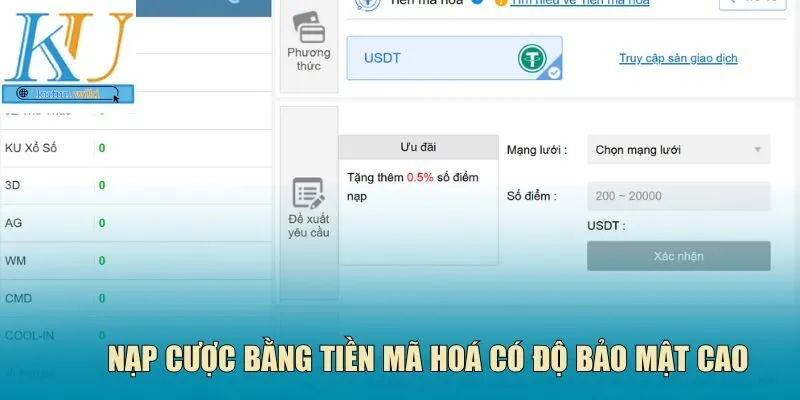 Nạp cược bằng tiền mã hoá